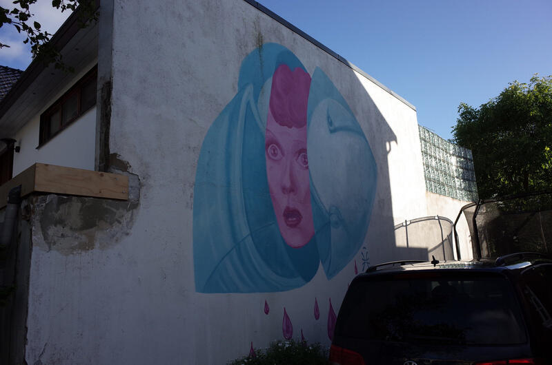 Street art on a wall in Tórshavn