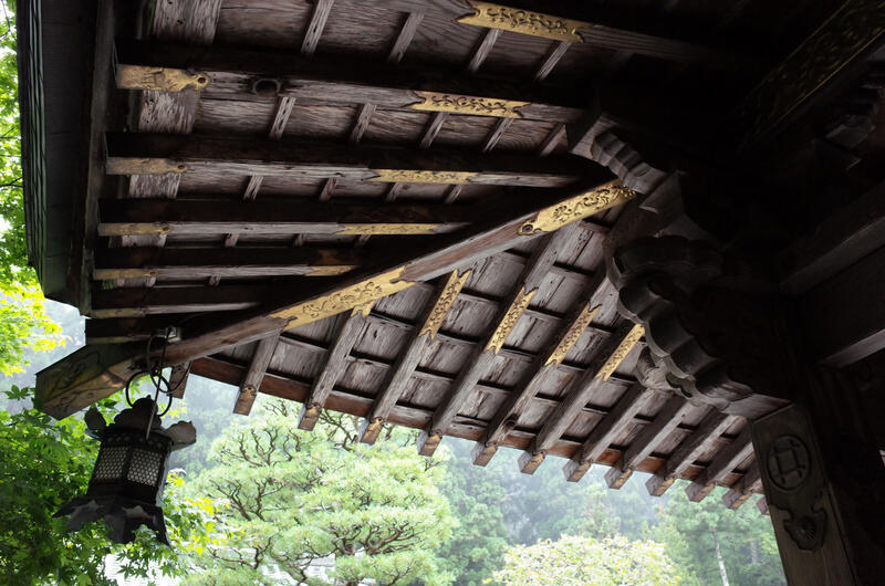The underside of a temple roof
